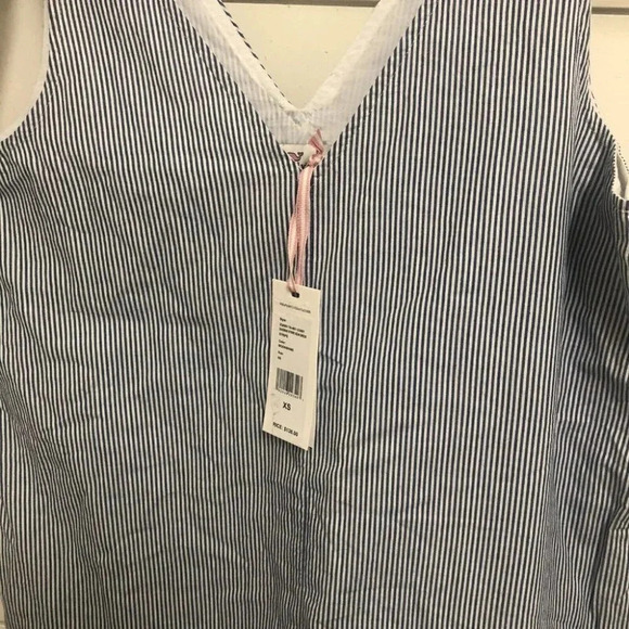 Vineyard Vines Moonshine Sandbar Strip Bow Sleeveless V-Neck Dress Size XS NWT - Picture 8 of 13